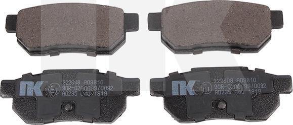 NK 222608 - Тормозные колодки, дисковые, комплект www.autospares.lv