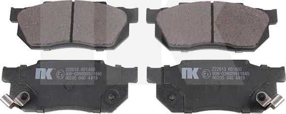 NK 222613 - Тормозные колодки, дисковые, комплект www.autospares.lv