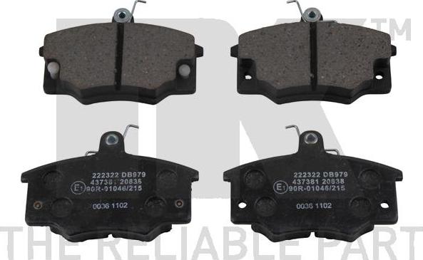 NK 222322 - Brake Pad Set, disc brake www.autospares.lv