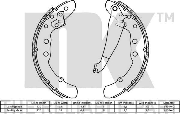 NK 2747530 - Brake Shoe Set www.autospares.lv