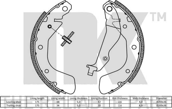 NK 2750717 - Brake Shoe Set www.autospares.lv