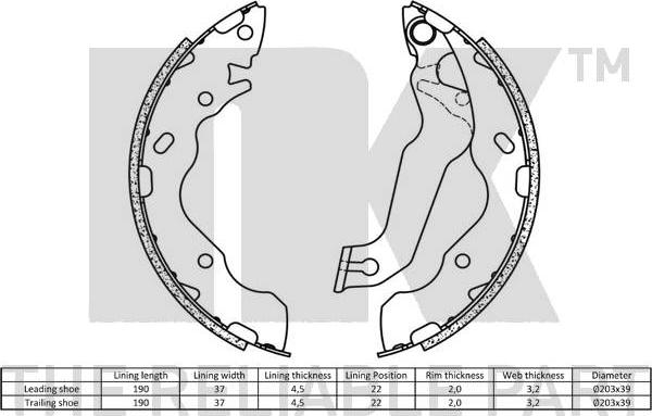 NK 2734704 - Brake Shoe Set www.autospares.lv