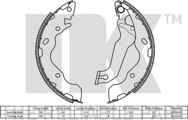 NK 2734703 - Bremžu loku komplekts www.autospares.lv