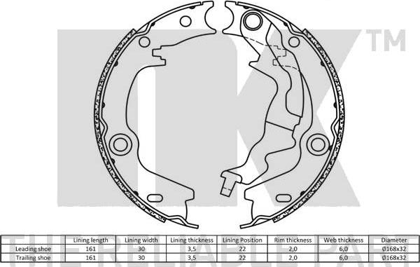 NK 2734784 - Bremžu loku kompl., Stāvbremze www.autospares.lv