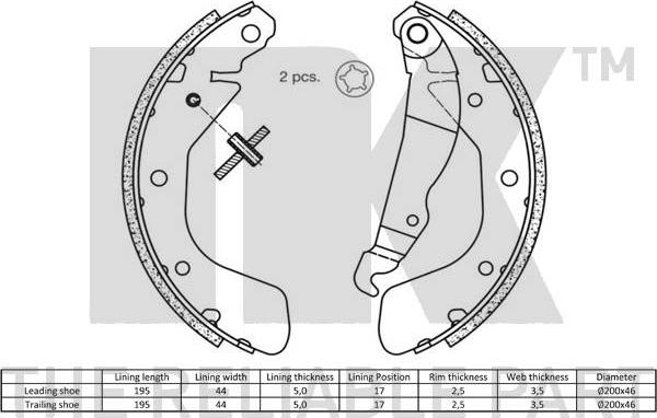 NK 2736540 - Bremžu loku komplekts www.autospares.lv