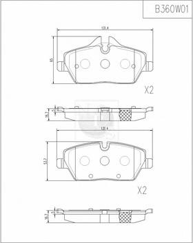 NPS B360W01 - Bremžu uzliku kompl., Disku bremzes autospares.lv