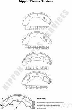 NPS D350O09 - Brake Shoe Set www.autospares.lv