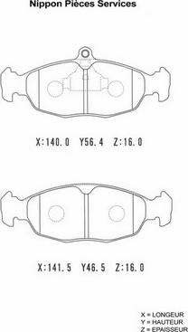 NPS D360O01 - Bremžu uzliku kompl., Disku bremzes autospares.lv