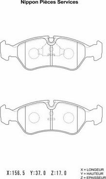 NPS D360O02 - Тормозные колодки, дисковые, комплект www.autospares.lv