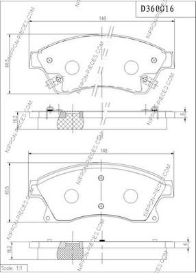 NPS D360O16 - Тормозные колодки, дисковые, комплект www.autospares.lv