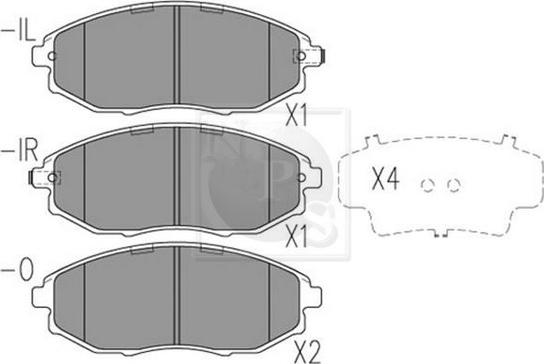 NPS D360O18 - Тормозные колодки, дисковые, комплект www.autospares.lv