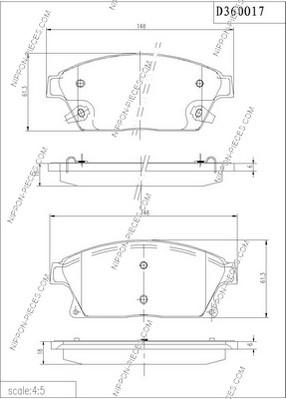 NPS D360O17 - Brake Pad Set, disc brake www.autospares.lv