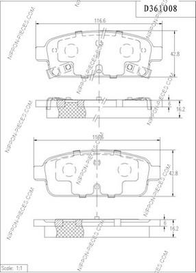 NPS D361O08 - Bremžu uzliku kompl., Disku bremzes www.autospares.lv