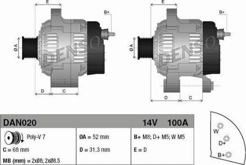 NPS DAN020 - Alternator www.autospares.lv