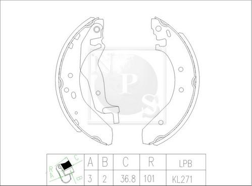 NPS H350A15 - Bremžu loku komplekts autospares.lv