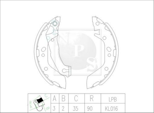 NPS H350I11 - Brake Shoe Set www.autospares.lv