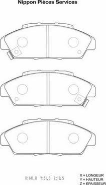 NPS H360A51 - Тормозные колодки, дисковые, комплект www.autospares.lv