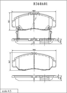 NPS H360A01 - Bremžu uzliku kompl., Disku bremzes autospares.lv