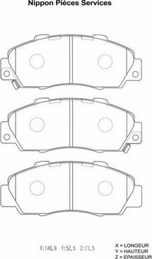 NPS H360A03 - Тормозные колодки, дисковые, комплект www.autospares.lv