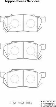 NPS H360A19 - Brake Pad Set, disc brake www.autospares.lv