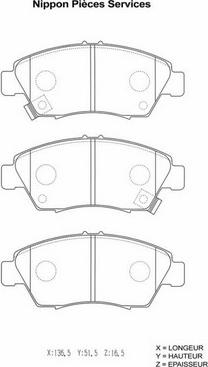 NPS H360A34 - Brake Pad Set, disc brake www.autospares.lv