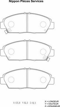 NPS H360A37 - Brake Pad Set, disc brake www.autospares.lv