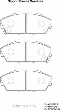 NPS H360A26 - Brake Pad Set, disc brake www.autospares.lv