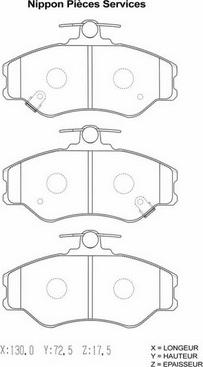 NPS H360I01 - Тормозные колодки, дисковые, комплект www.autospares.lv