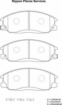 NPS H360I07 - Тормозные колодки, дисковые, комплект www.autospares.lv