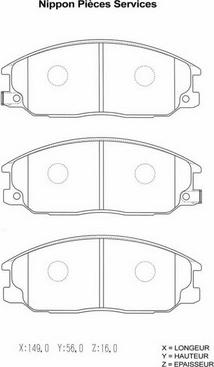 NPS H360I15 - Тормозные колодки, дисковые, комплект www.autospares.lv