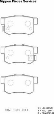 NPS H361A10 - Тормозные колодки, дисковые, комплект www.autospares.lv