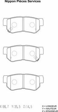 NPS H361I05 - Тормозные колодки, дисковые, комплект www.autospares.lv