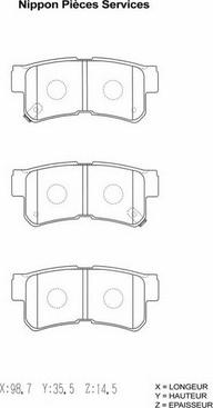 NPS H361I00 - Brake Pad Set, disc brake www.autospares.lv