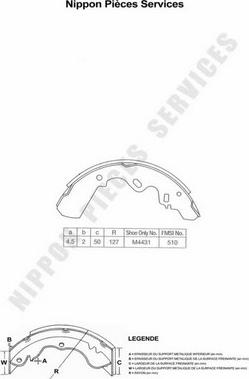 NPS I350U01 - Brake Shoe Set www.autospares.lv