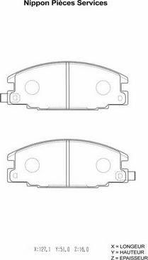 NPS I360U04 - Тормозные колодки, дисковые, комплект www.autospares.lv