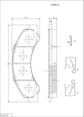 NPS I360U16 - Bremžu uzliku kompl., Disku bremzes www.autospares.lv