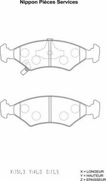 NPS K360A04 - Тормозные колодки, дисковые, комплект www.autospares.lv