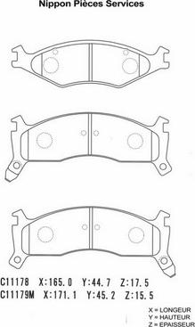 NPS K360A02 - Тормозные колодки, дисковые, комплект www.autospares.lv