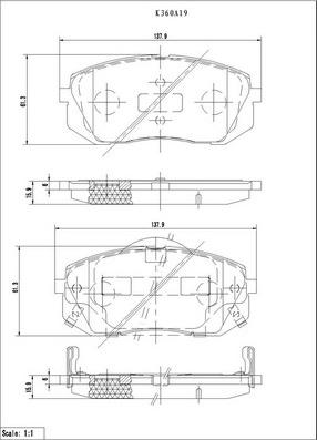 NPS K360A19 - Тормозные колодки, дисковые, комплект www.autospares.lv