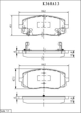 NPS K360A13 - Тормозные колодки, дисковые, комплект www.autospares.lv