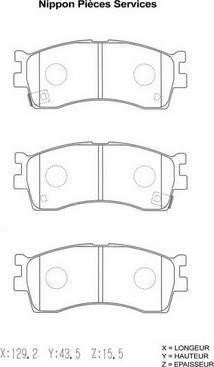 NPS K360A12 - Тормозные колодки, дисковые, комплект www.autospares.lv