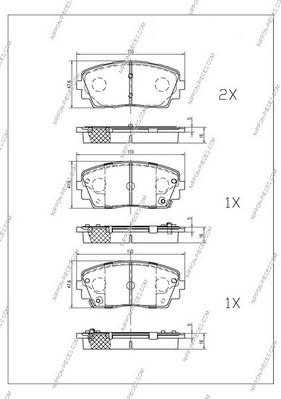 NPS K360A25 - Тормозные колодки, дисковые, комплект www.autospares.lv