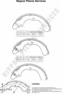 NPS M350I22 - Brake Shoe Set www.autospares.lv