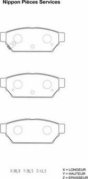 NPS M361I08 - Brake Pad Set, disc brake www.autospares.lv