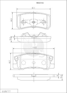 NPS M361I16 - Bremžu uzliku kompl., Disku bremzes www.autospares.lv