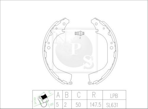 NPS N350N55 - Brake Shoe Set www.autospares.lv