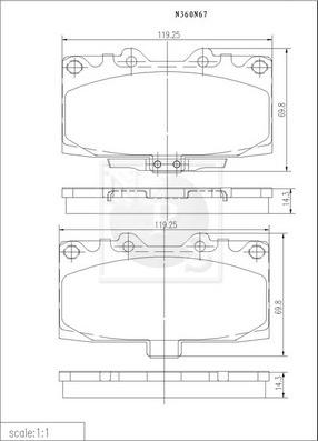 NPS N360N67 - Bremžu uzliku kompl., Disku bremzes www.autospares.lv