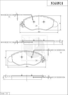 NPS N360N18 - Bremžu uzliku kompl., Disku bremzes autospares.lv