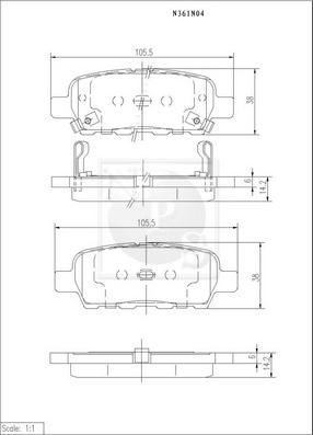 NPS N361N04 - Brake Pad Set, disc brake www.autospares.lv