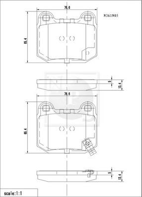 NPS N361N05 - Brake Pad Set, disc brake www.autospares.lv